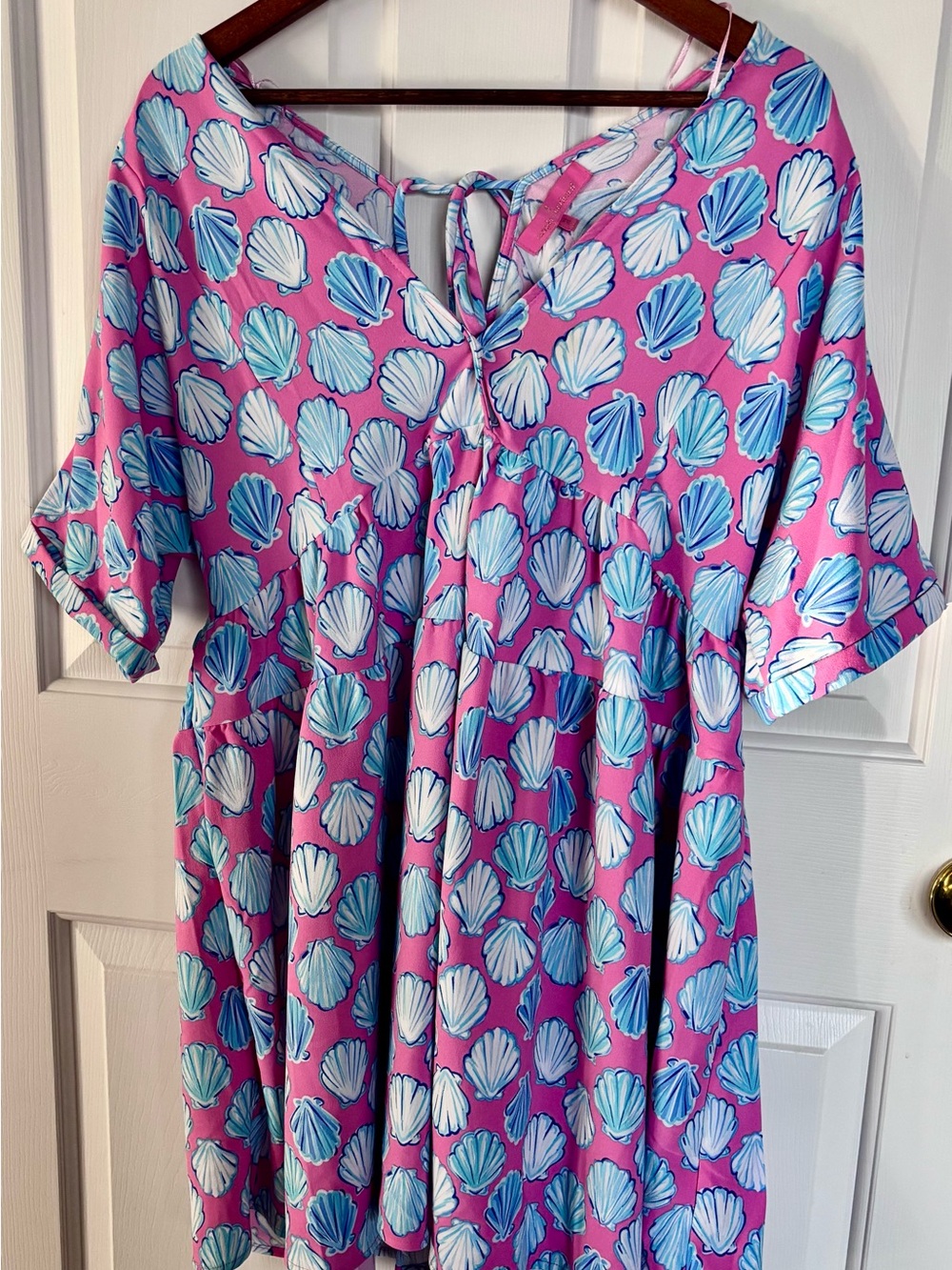 Simply Southern Women’s Pink Shell-Print Tunic Dress Beach Cover-Up Medium